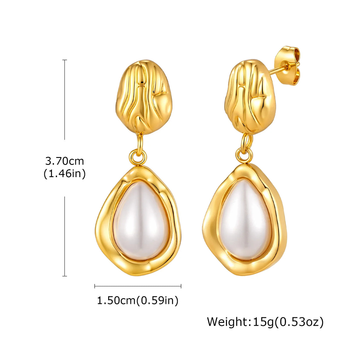 Vintage Dangle Earrings – Faux Pearl & Cat Eye 18K Gold Dangle Drop Earrings SPOT ED-1106G