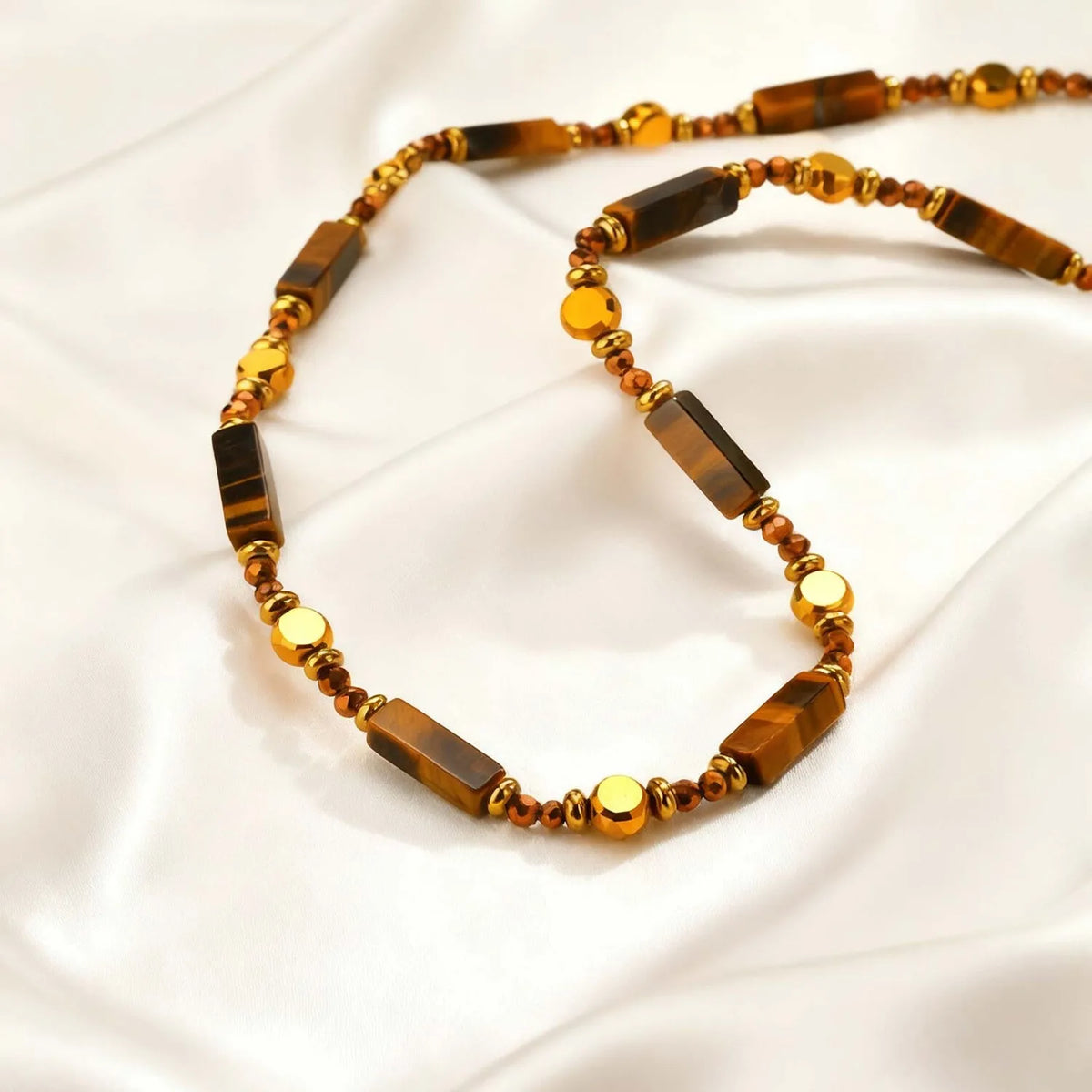 Natural Tiger Eye Boho Pendant Necklace – Layered Collarbone Pendant Necklace SPOT