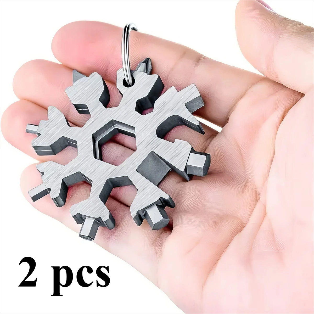 Snowflake Multitool Keychain – Screwdriver, Wrench & Bottle Opener Multitool Keychain SPOT Mirror Silver-2pcs One Size