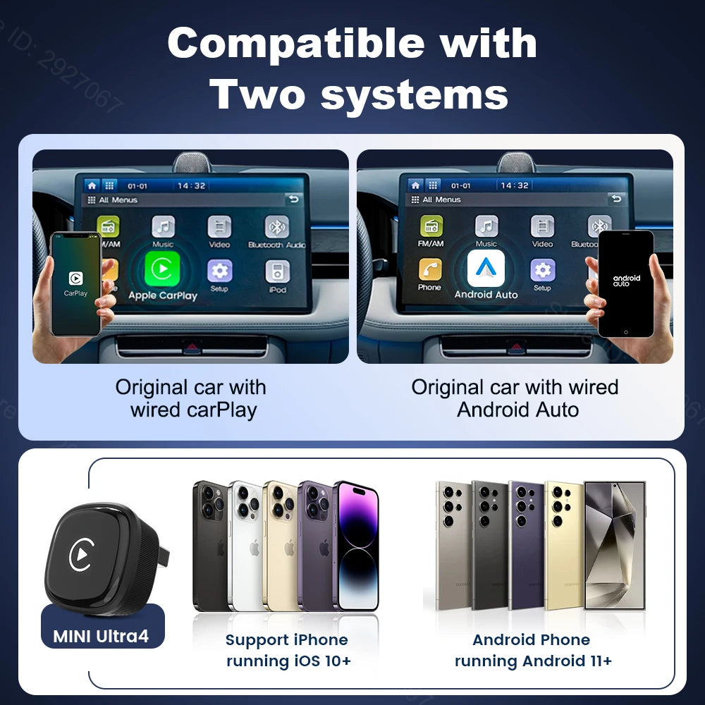 Wireless CarPlay & Android Auto Adapter – Mini Ultra USB Dongle Wireless CarPlay Adapter SPOT