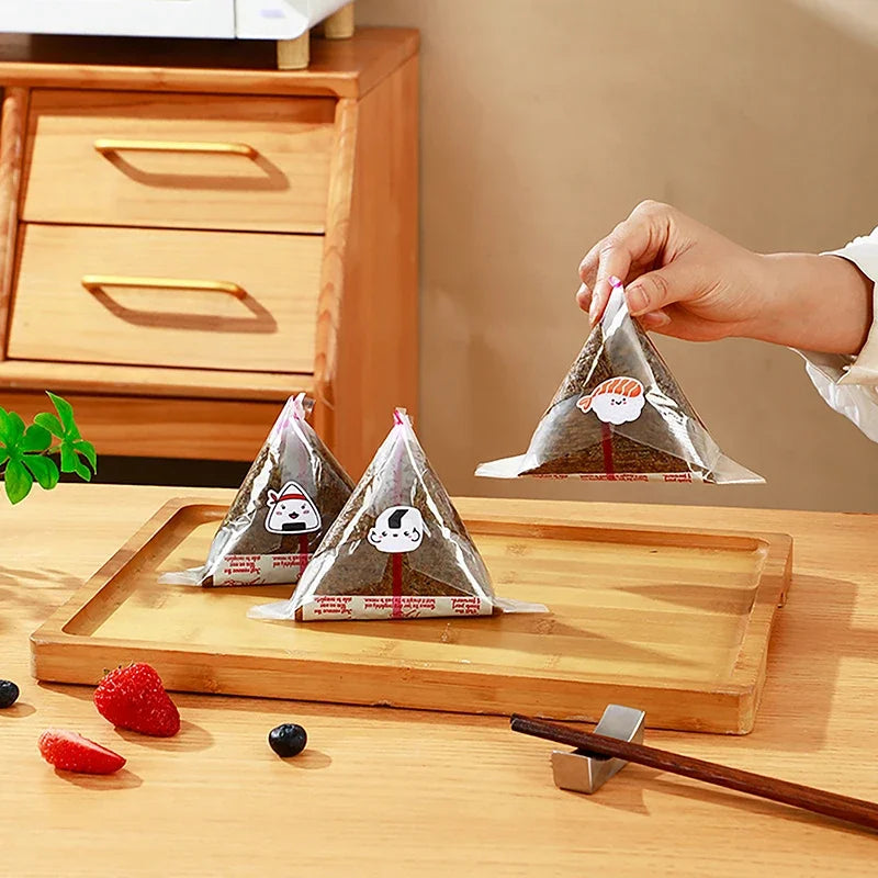 Disposable Triangle Onigiri Bags – Double Layer Rice Ball Wrap Food Storage Bags SPOT