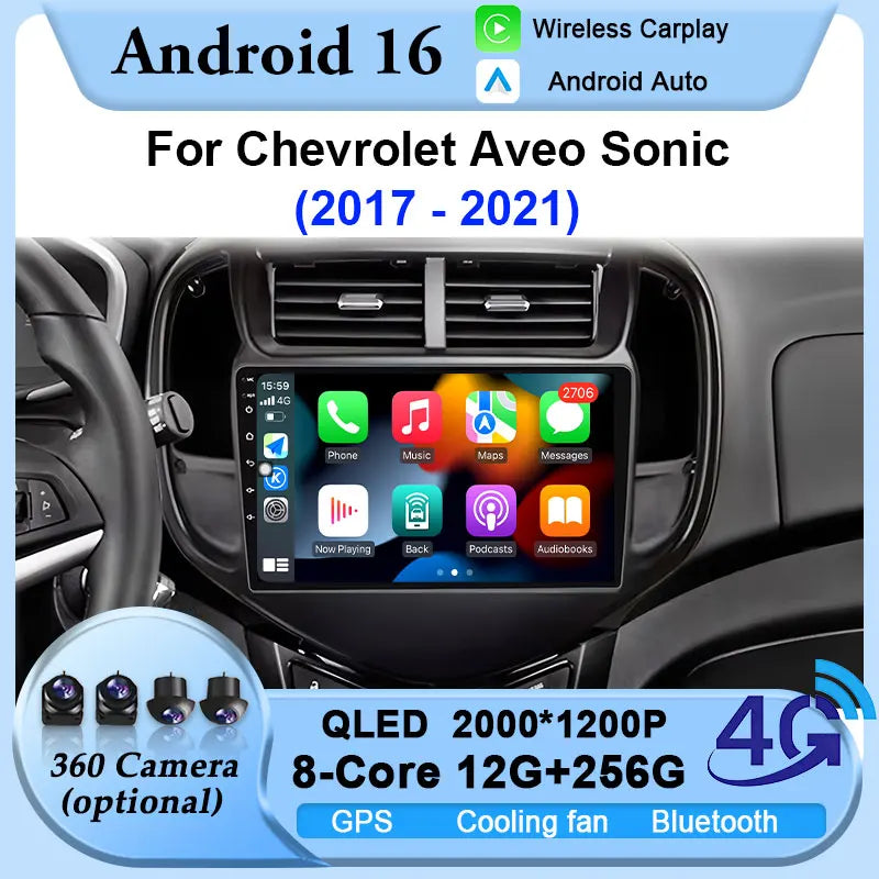 Android Head Unit for Chevrolet Aveo/Sonic 2017–2021 | CarPlay Car Head Unit SPOT
