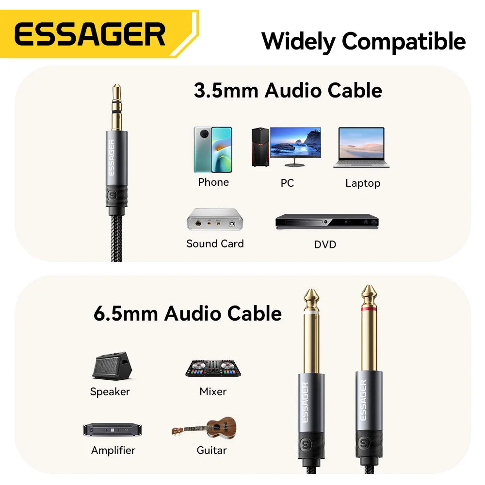 ESSAGER 3.5mm to Dual 6.35mm TRS Y-Splitter Stereo Audio Cable Audio Splitter Cable SPOT