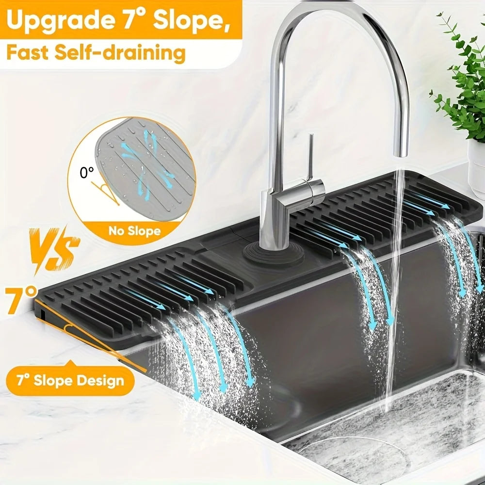 Kitchen Sink Splash Guard – 7° Slope, Snap-On, Quick Drain Sink Splash Guard SPOT