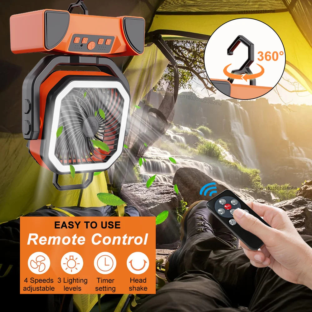 40000mAh Rechargeable Camping Fan | LED Light & Remote Rechargeable Camping Fan SPOT