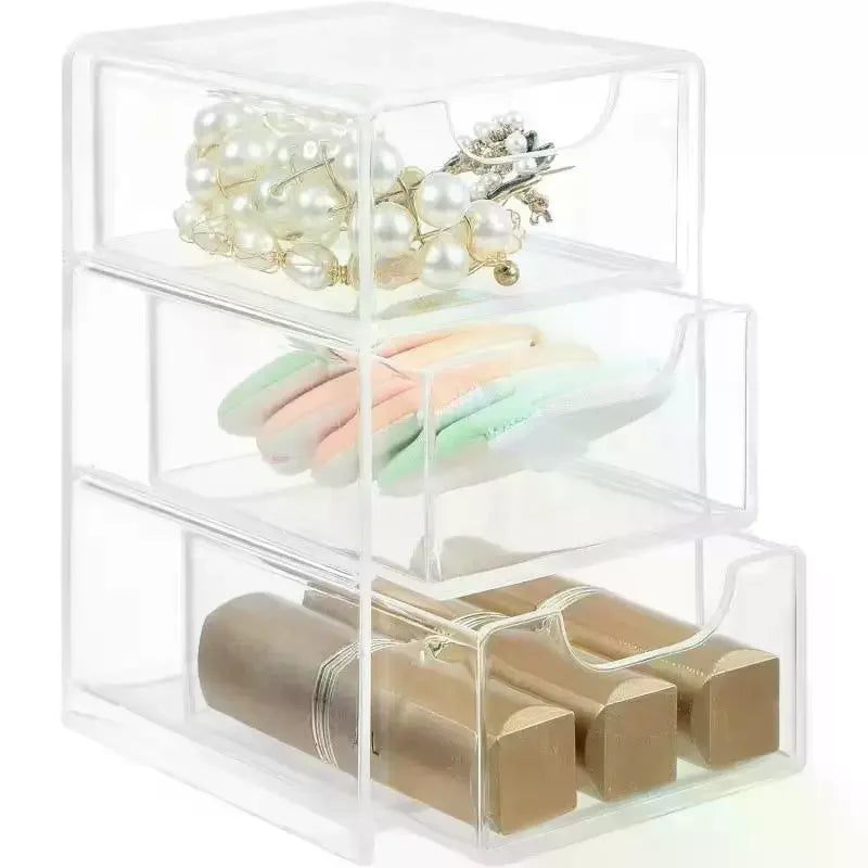 3-Tier Clear Acrylic Drawer Organizer | Desktop Storage Box Acrylic Drawer Organizer SPOT