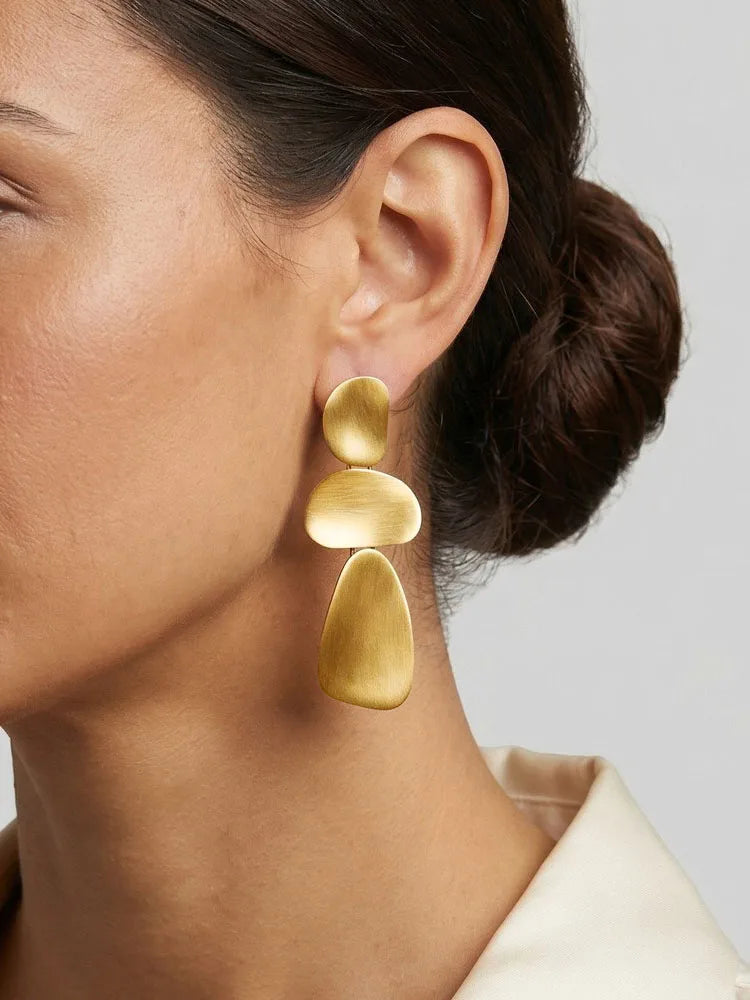 18K Gold Geometric Drop Earrings – Stainless Steel Dangle Drop Earrings SPOT