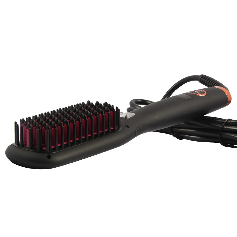 Electric Hair Straightener Brush – PTC Ceramic Ionic Comb Hair Straightener Brush SPOT Black USB Type-C