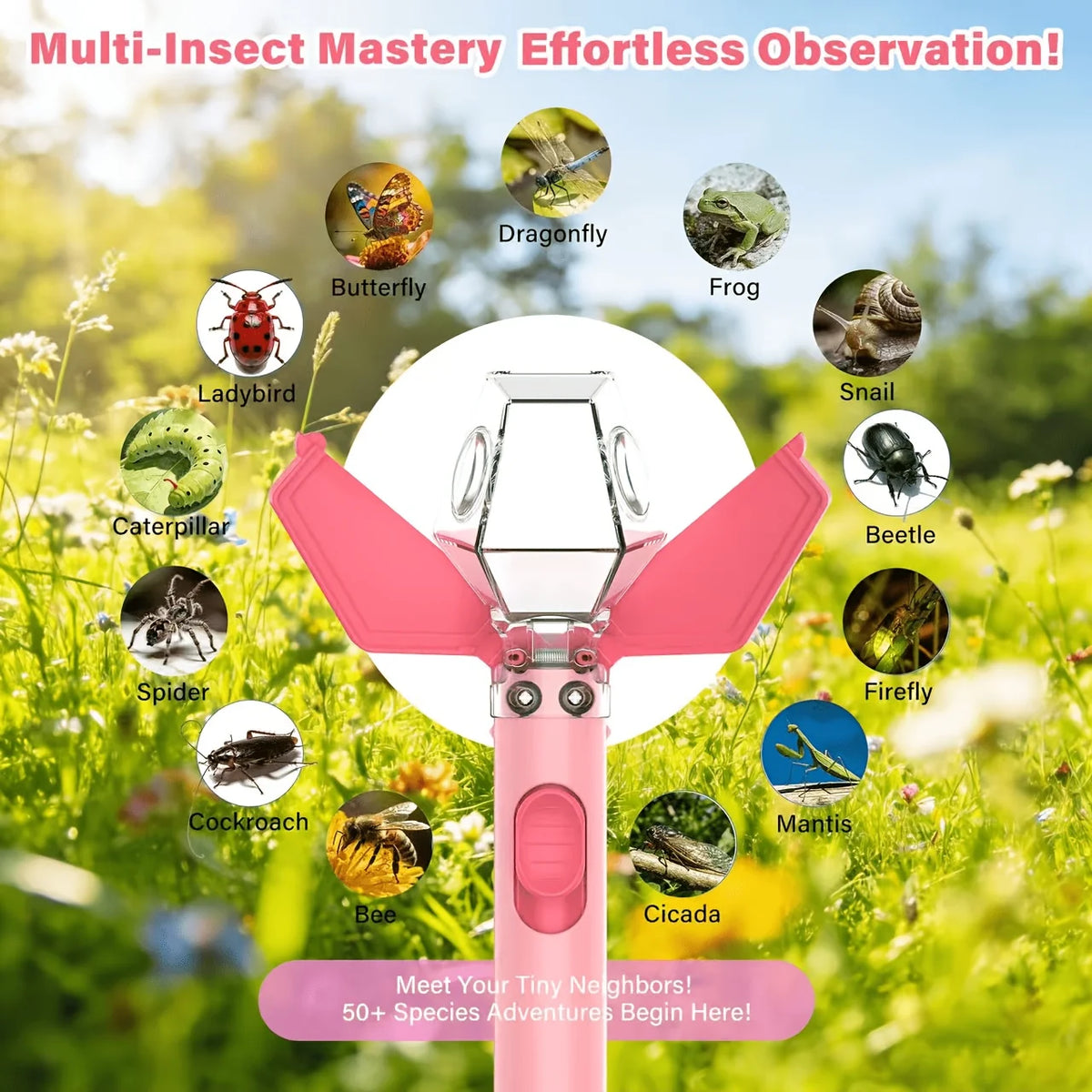 6X Magnifying Bug Catcher – Handheld Insect Viewer & Critter Cage Bug Viewer Toy SPOT