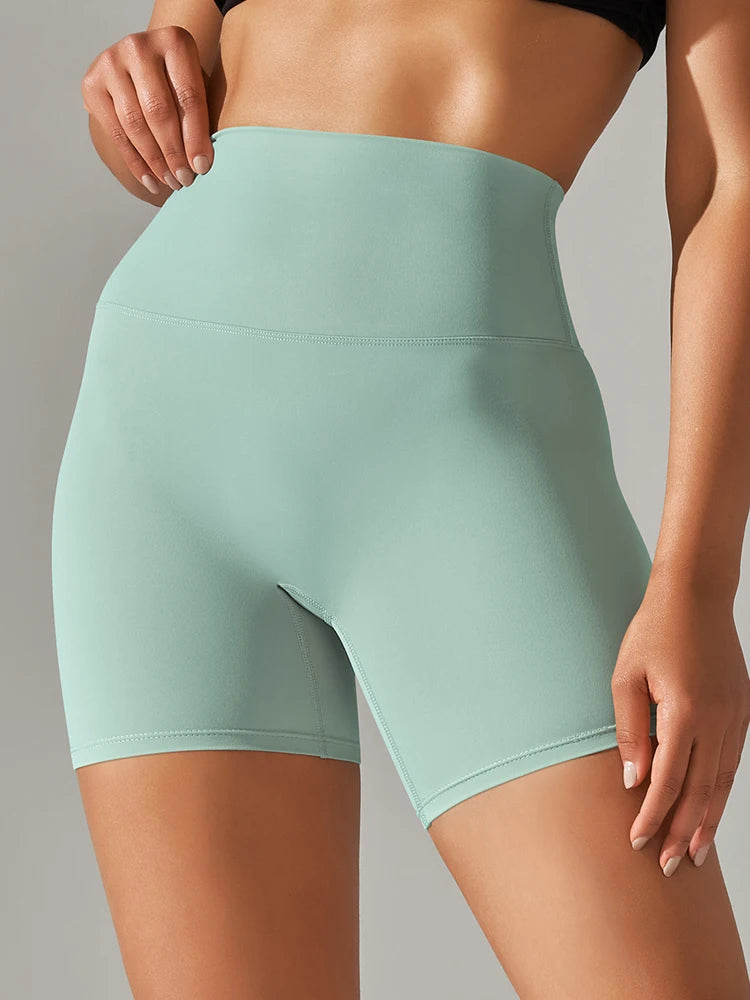 Women's High Waist Squat-Proof Yoga Shorts | Quick-Dry Gym Women's Active Shorts SPOT Aqua Green S
