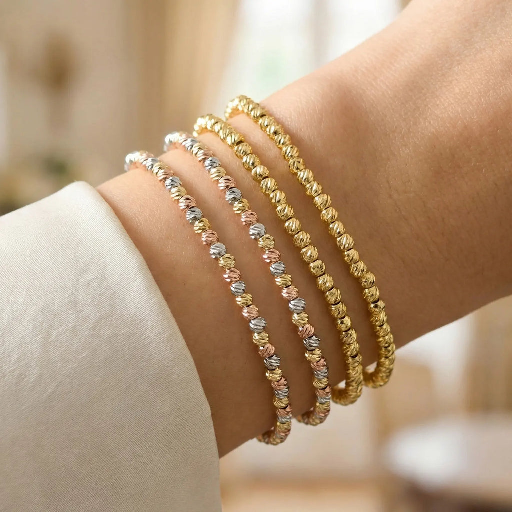 Meaeguet Tri-Color Beaded Stretch Bracelet – Stackable Beaded Bracelet SPOT