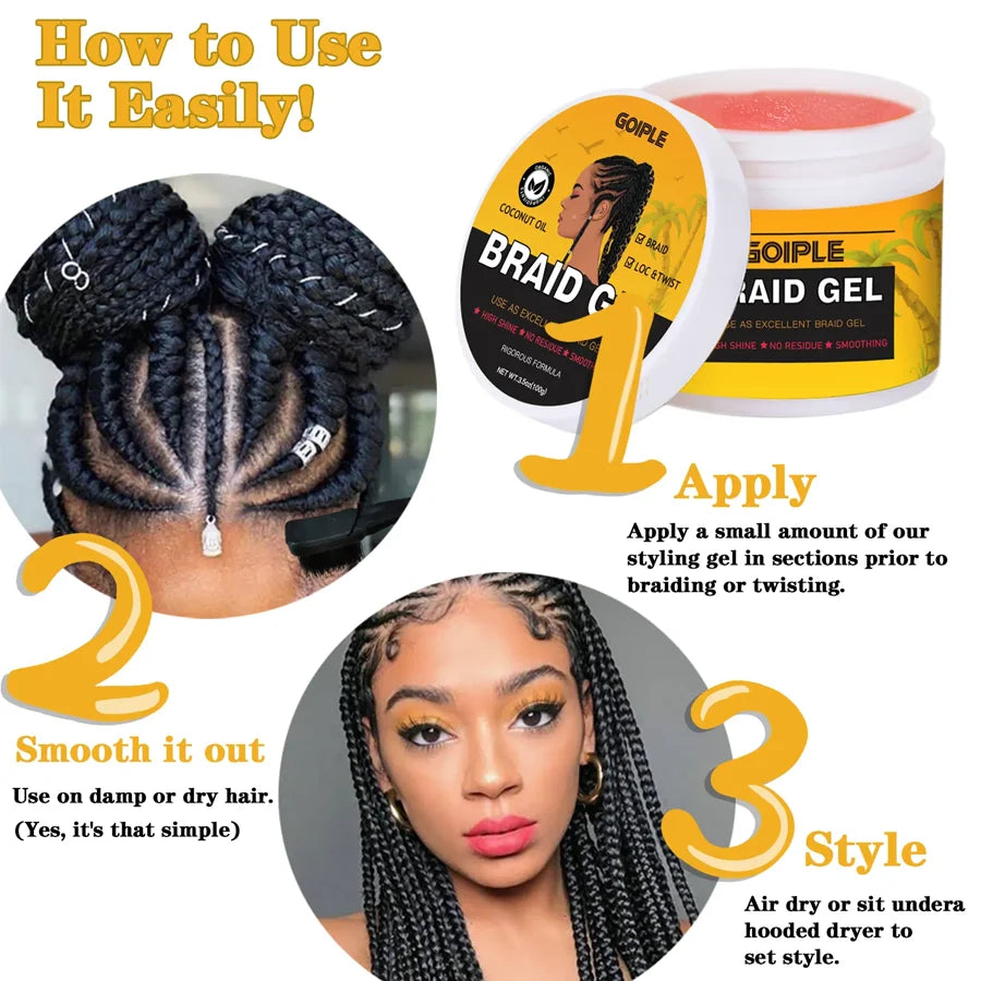 Goiple Pineapple Braid Gel 100g – Strong Hold, No Flake Hair Styling Gel SPOT