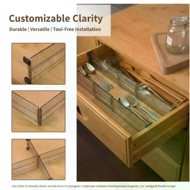 2-Pack Clear Adjustable Drawer Dividers – Expandable Organizers Drawer Divider Organizer SPOT