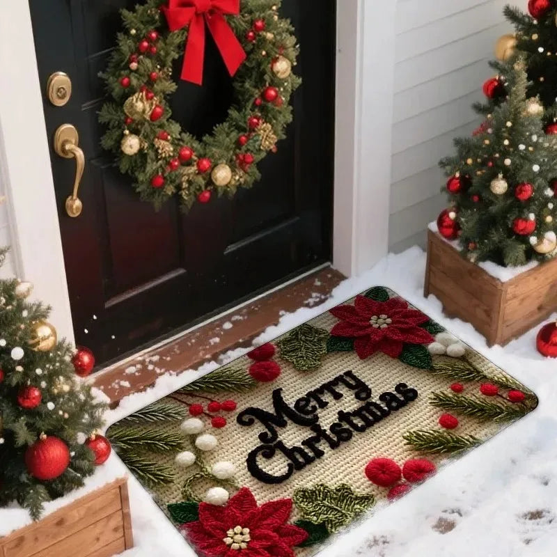 Christmas Door Mat – Santa & Gingerbread Man Indoor/Outdoor Holiday Door Mat SPOT