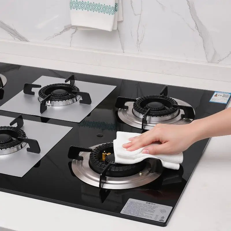 4-Pack Gas Stove Protector Mats – Heat-Resistant PTFE Fiberglass Stove Protector Mat SPOT