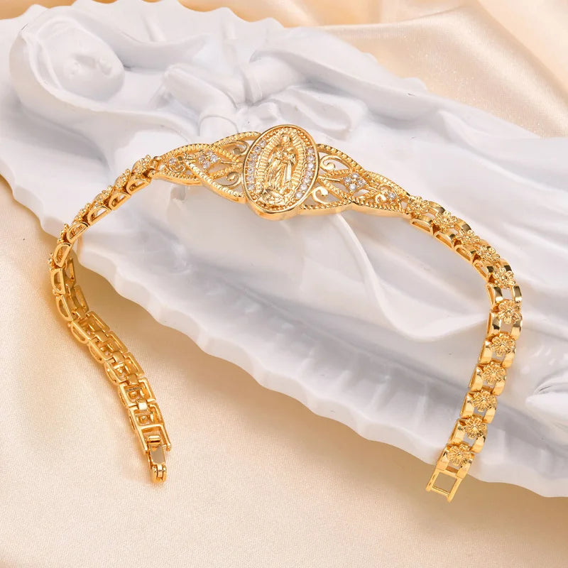 Virgin Mary Bracelet – 14K Gold Plated Catholic CZ Jewelry Religious Bracelet SPOT Default Title