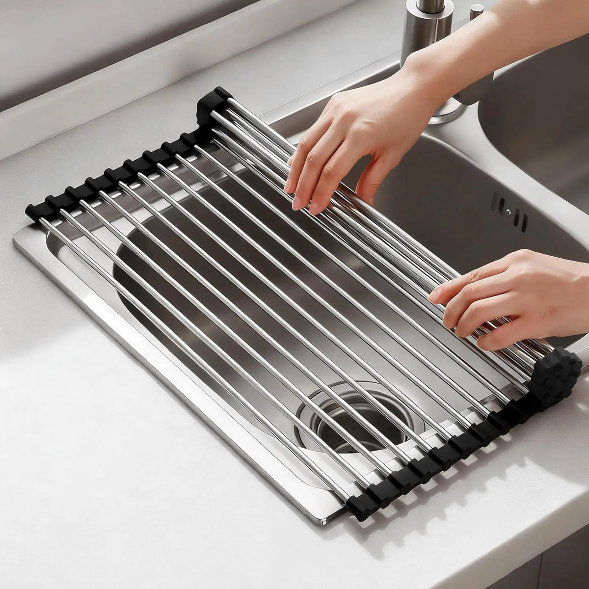 Foldable Stainless Steel Dish Drying Rack – 15-Tube Sink Drainer Dish Drying Rack SPOT Default Title
