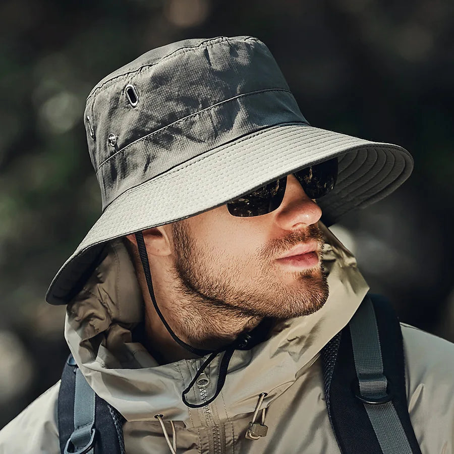 Wide Brim Waterproof UV Bucket Hat – Unisex Safari Fishing Cap Bucket Hat SPOT