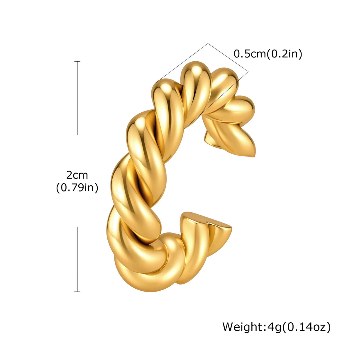 Twist Rope Ear Cuff – Gold Non-Piercing Clip Earrings Clip-On Ear Cuff SPOT EC-015G01