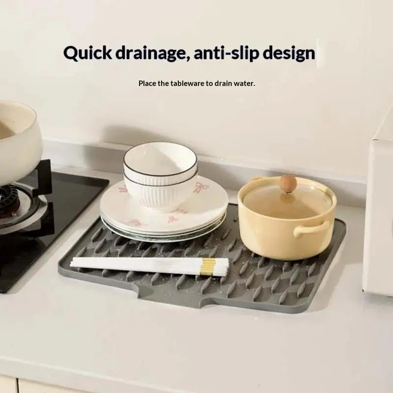 Silicone Dish Drying Mat – BPA-Free Non-Slip Sink Drain Pad Dish Drying Mat SPOT