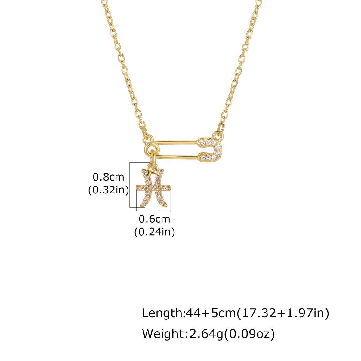 Zodiac CZ Pendant Necklace – Gold Plated Stainless Steel Pendant Necklace SPOT Pisces-12
