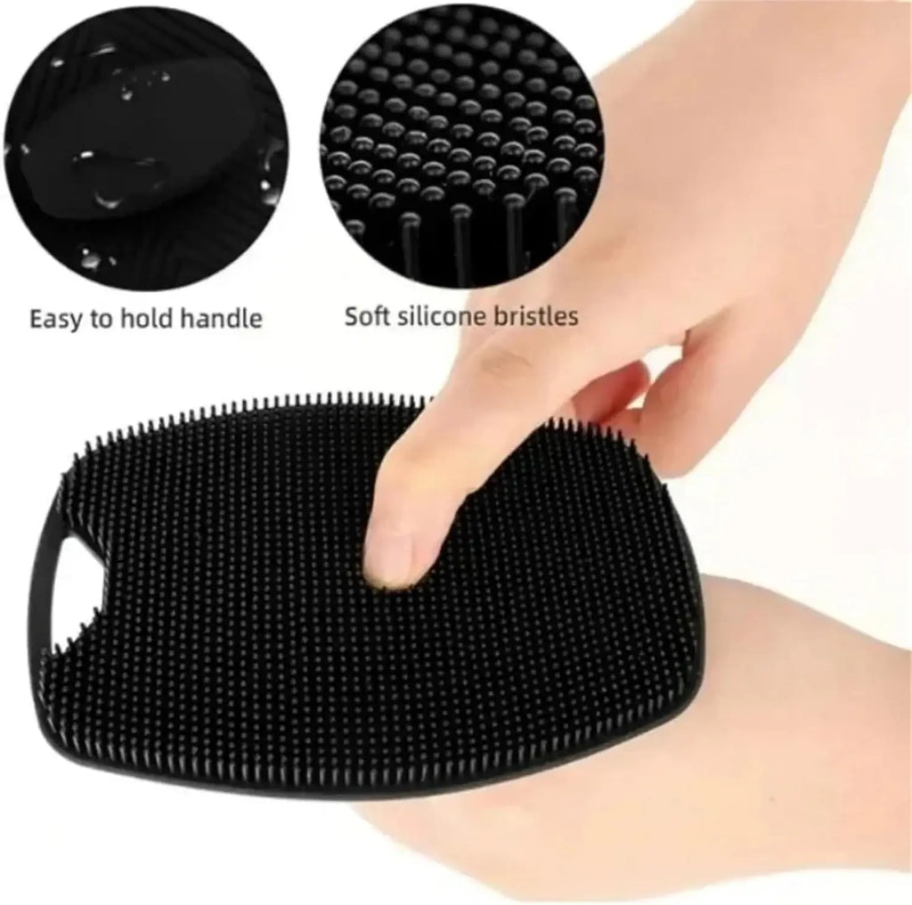 Soft Silicone Exfoliating Body Scrubber Brush – Black Silicone Bath Scrubber SPOT