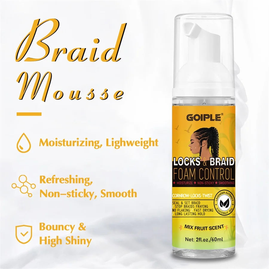Goiple 3pc Braiding Gel Set – High-Shine Mousse & Rose Hair Spray Hair Styling Set SPOT