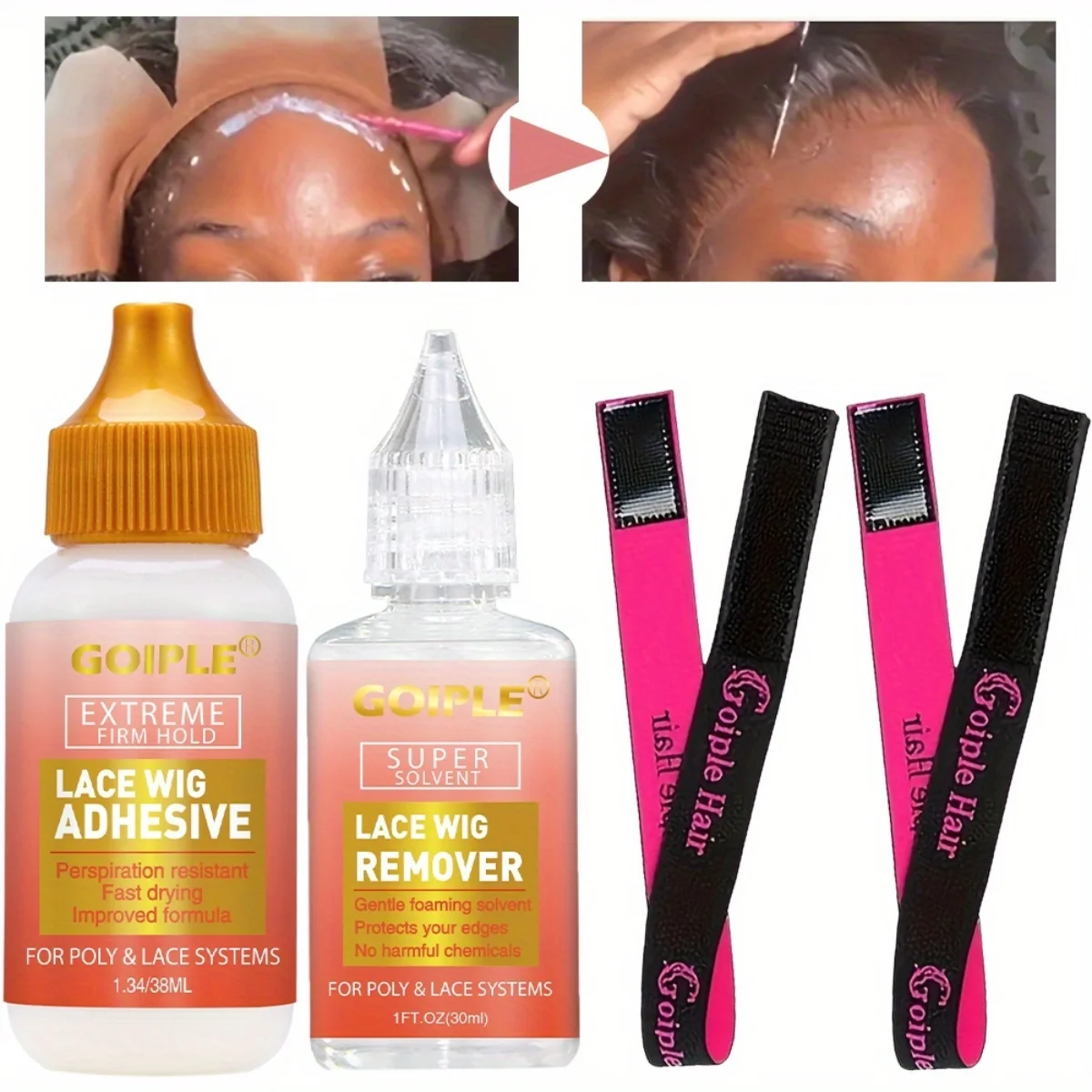 GOIPLE Lace Wig Glue & Remover Kit – Strong Hold & Melting Bands Wig Adhesive Kit SPOT