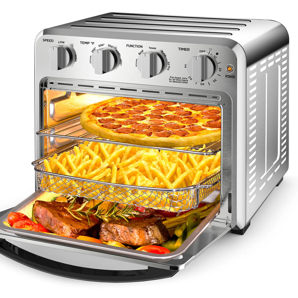 Geek Chef 26QT Air Fryer Toaster Oven Combo – 6 Slice, 1700W Air Fryer Toaster Oven SPOT Black US