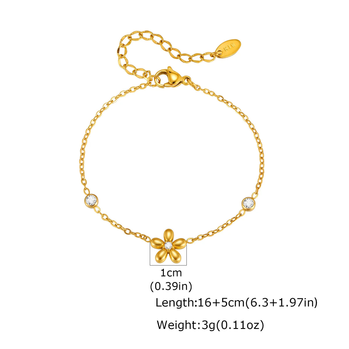 Y-Shape Zirconia Flower Lariat Necklace – Gold, Tarnish Free Pendant Necklace SPOT Bracelet-16cm