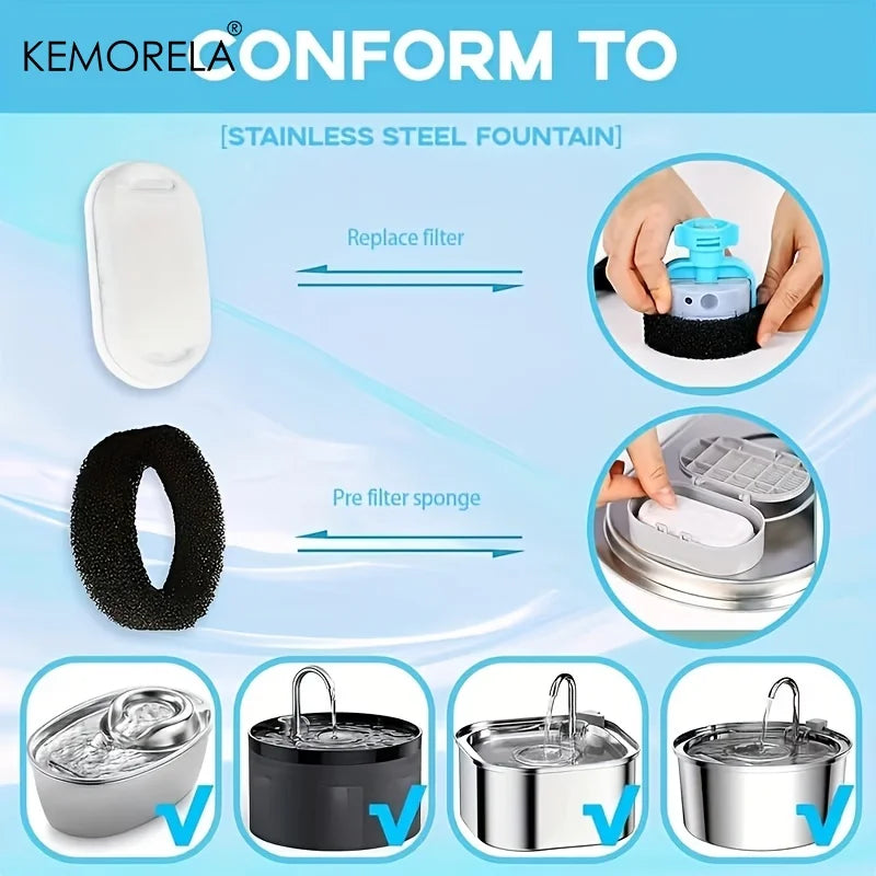 Kemorela 30-Pc Cat Fountain Replacement Filters – Activated Carbon Pet Fountain Filter SPOT