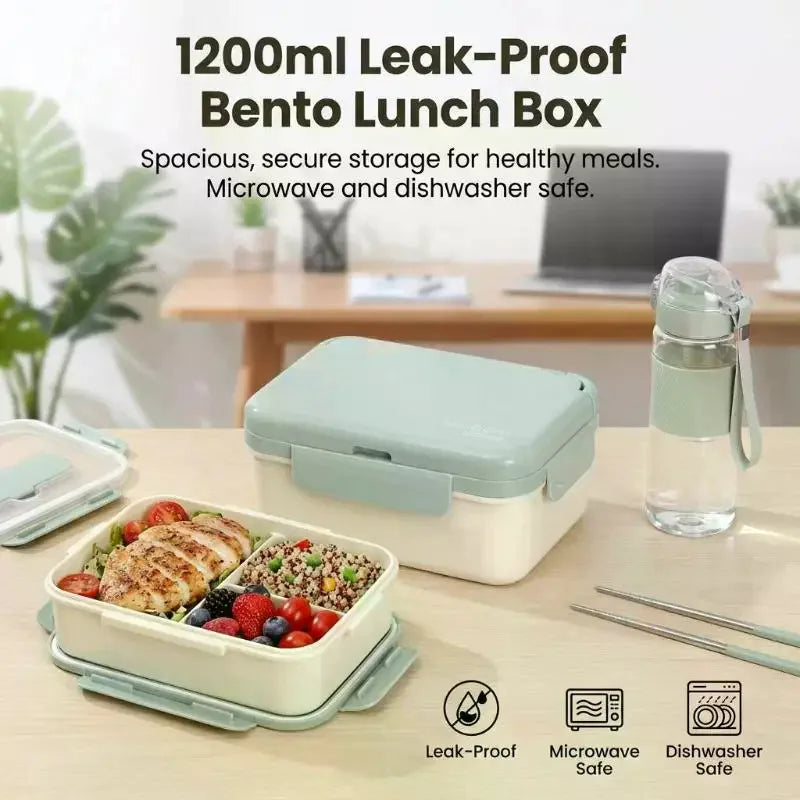 3-Compartment Bento Lunch Box – Microwave Safe, Leak-Proof Bento Lunch Box SPOT