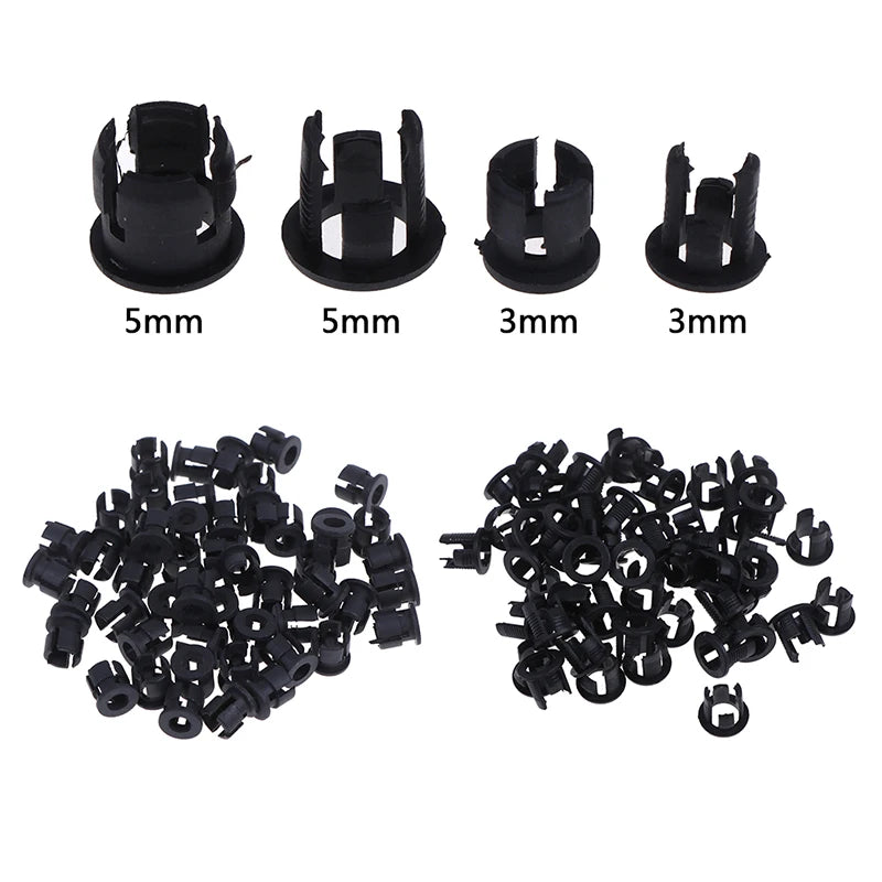 50-Pack Black LED Holders – 3mm & 5mm ABS Clips & Bezels LED Holder Clips SPOT