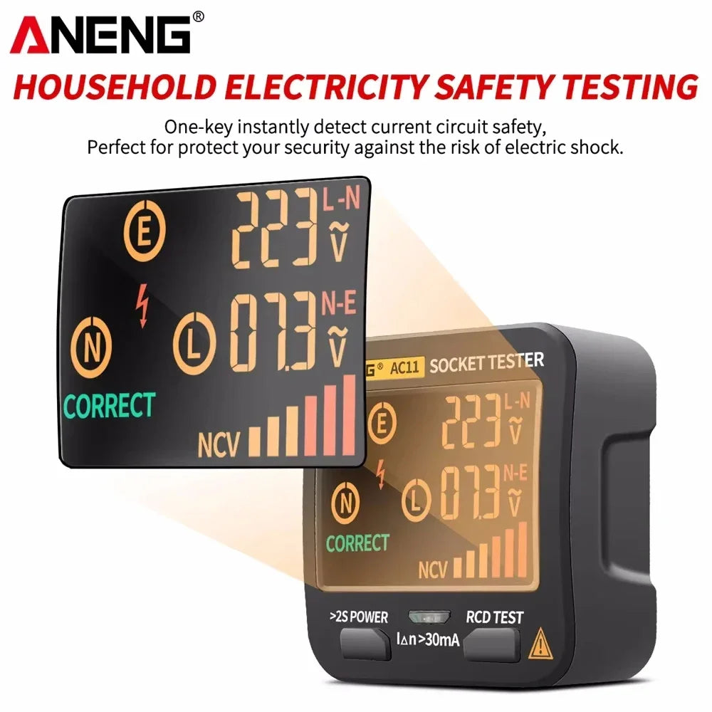 ANENG AC11 Digital Socket Tester – EU/US/UK/AU Voltage Checker Socket Tester SPOT