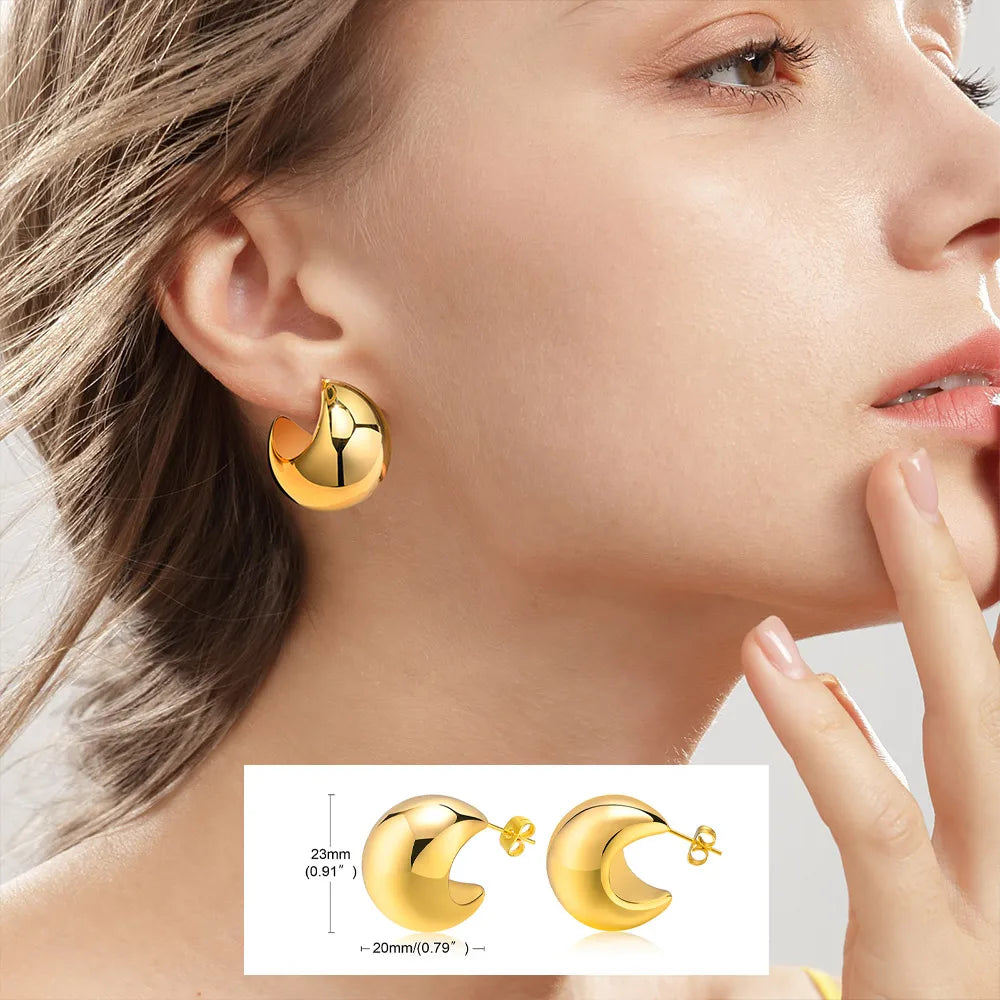 U-Shape Hoop Earrings – Minimalist Stainless Steel Ball Hoops Hoop Earrings SPOT ES-353G
