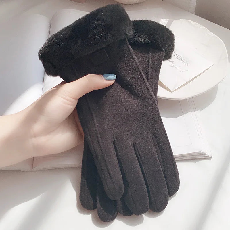Women's Winter Touchscreen Gloves – Warm Full Finger Mittens Winter Touchscreen Gloves SPOT black One Size