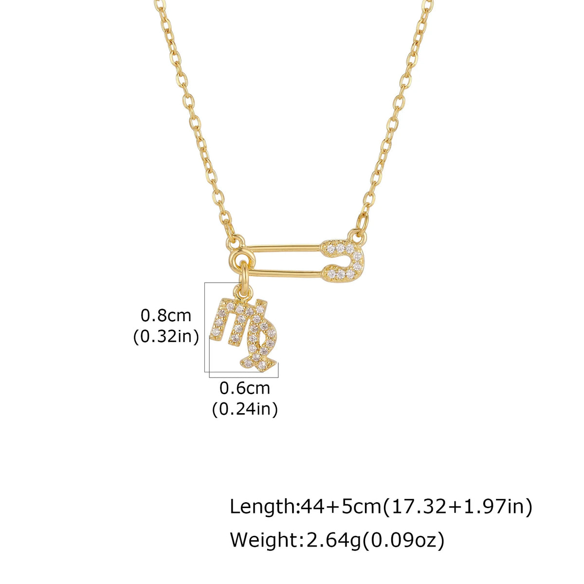 Zodiac CZ Pendant Necklace – Gold Plated Stainless Steel Pendant Necklace SPOT Virgo-6