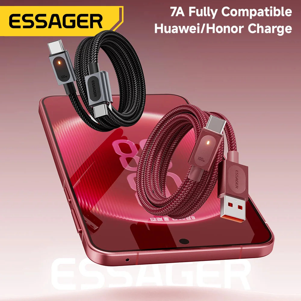 Essager 100W USB-A to USB-C Fast Charging Cable with LED USB Charging Cable SPOT