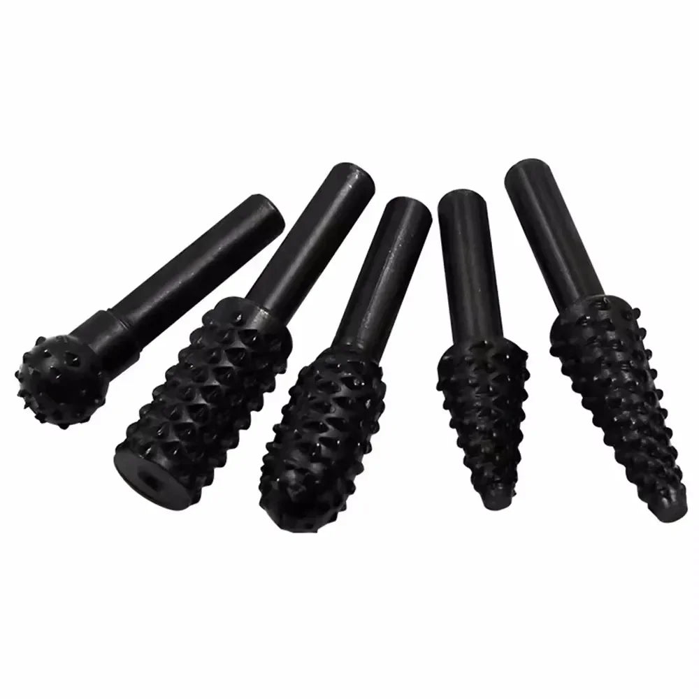 5-Pc Rotary Rasp File Drill Bit Set – 1/4" Shank Burr Kit Rotary Rasp Bit Set SPOT 5PCS Black