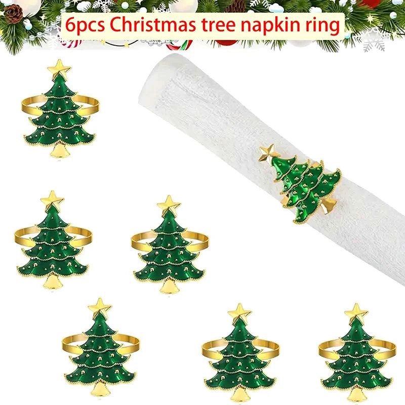 6-Pack Christmas Napkin Rings – Festive Xmas Table Decor Holiday Napkin Rings SPOT