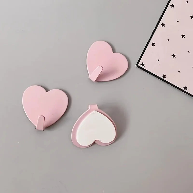 Heart-Shaped Adhesive Wall Hooks – Stainless Steel 3-Pack Adhesive Wall Hooks SPOT
