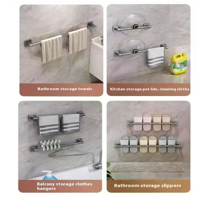 Two-Layer Punch-Free Wall-Mounted Towel Rack & Bathroom Shelf Wall Towel Rack SPOT
