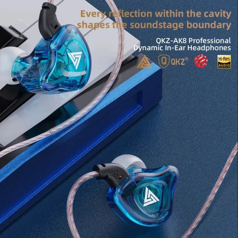 QKZ-AK8 Hi-Res Wired Earphones – 10mm OFC Cable & Mic Wired In-Ear Earphones SPOT