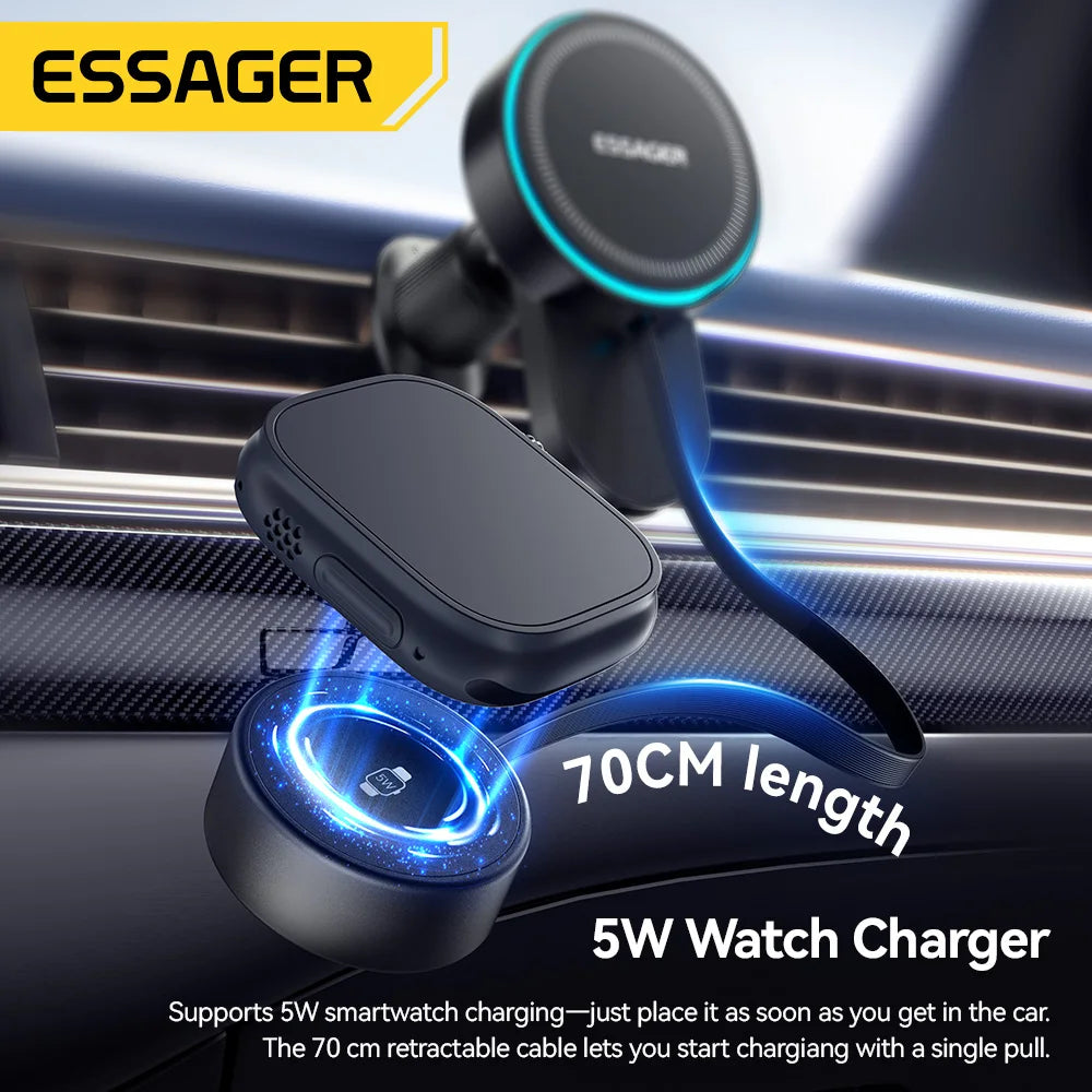 Essager 2-in-1 Magnetic Wireless Car Charger 15W + Watch Wireless Car Charger SPOT