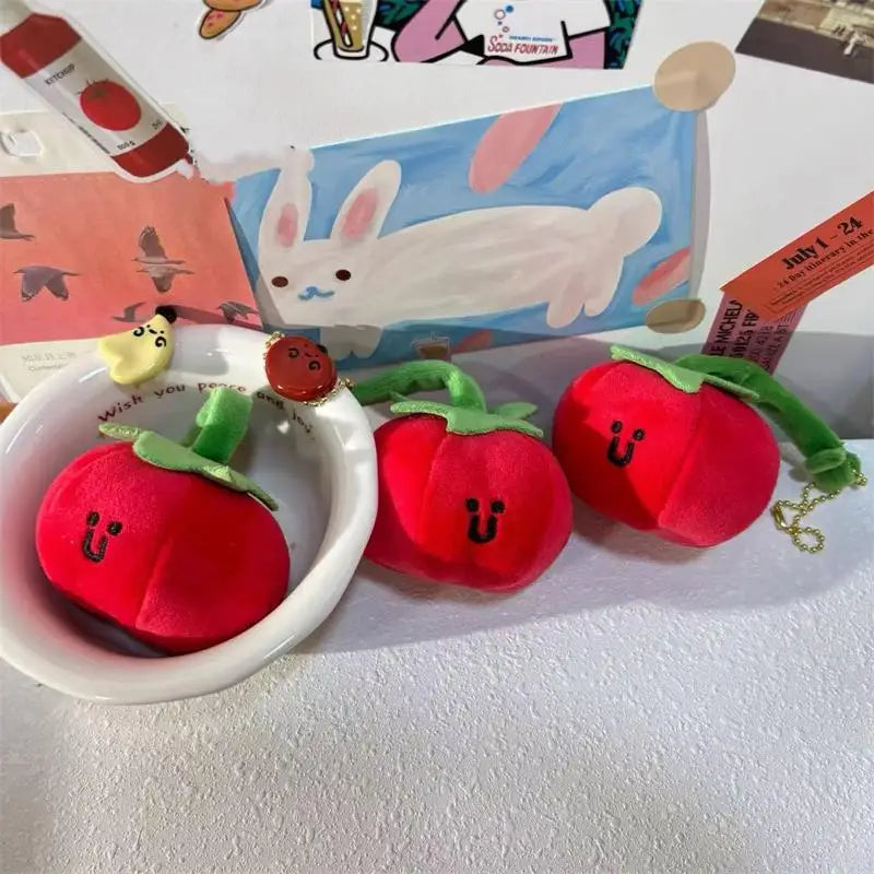 Tomato Plush Keychain Charm – Cute Stuffed Fruit Pendant Plush Keychain Charm SPOT