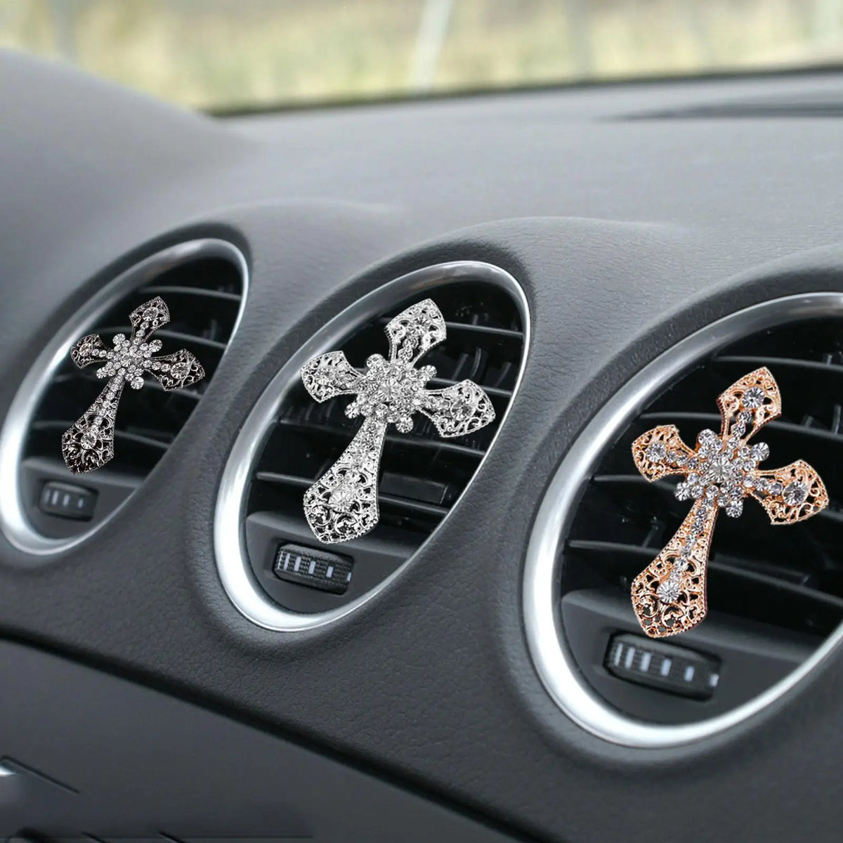 Rhinestone Cross Car Vent Air Freshener Clip | Bling Decor Car Vent Clip SPOT