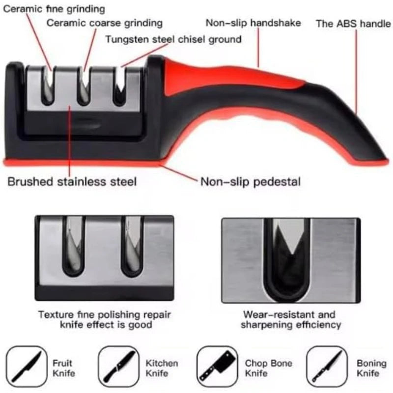 Manual Knife & Scissor Sharpener – Multi-Stage Ceramic Knife Sharpener SPOT