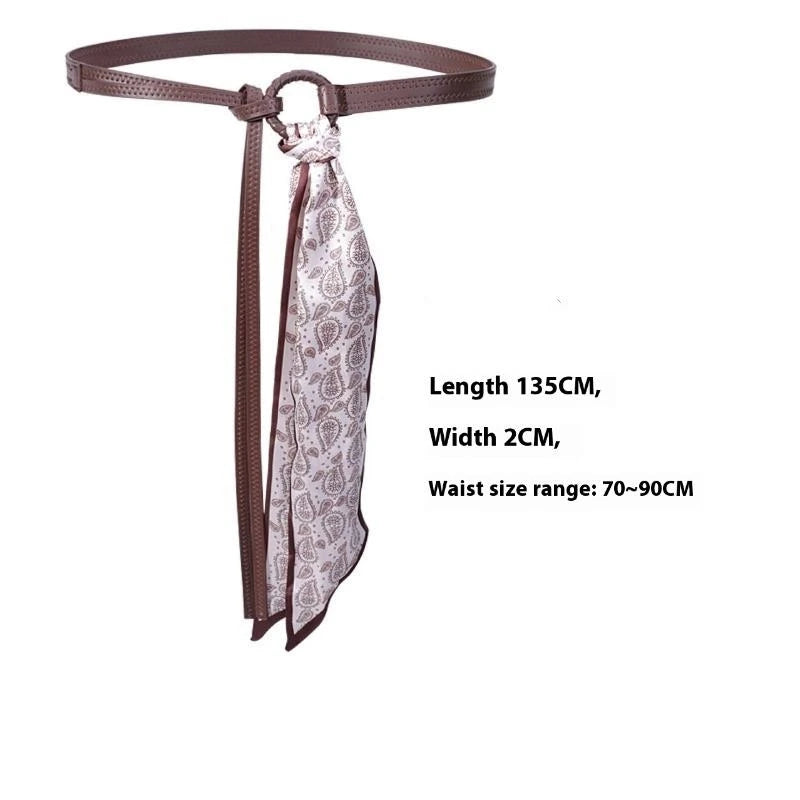 Punk Retro PU Leather Silk Scarf Waist Belt – Bohemian Style Scarf Waist Belt SPOT