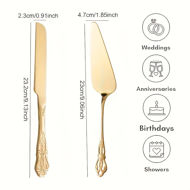 Vintage Palace Stainless Steel Cake Spatula & Bread Knife Set Cake Serving Set SPOT