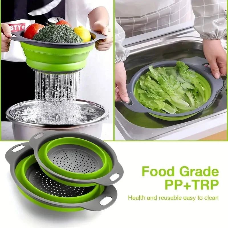 Collapsible Silicone Colander – Foldable Fruit & Veggie Strainer Silicone Colander SPOT